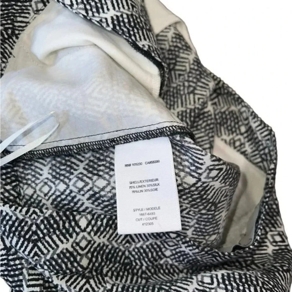 Joie Merci Shorts Geometric patterned Black White Print Silk linen Chevron 4 - Picture 6 of 7
